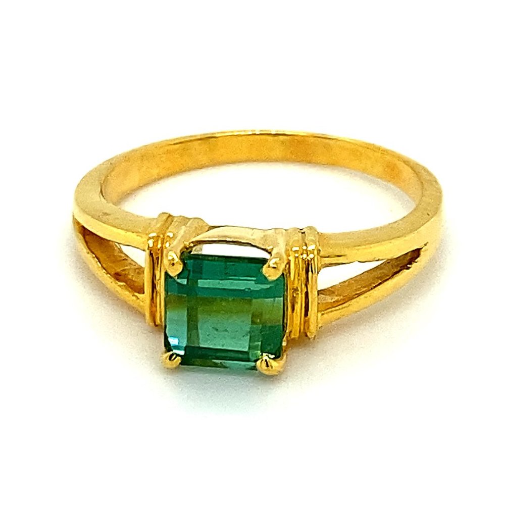 Green Tourmaline 1.53ct Solid 18K Yellow Gold Ring